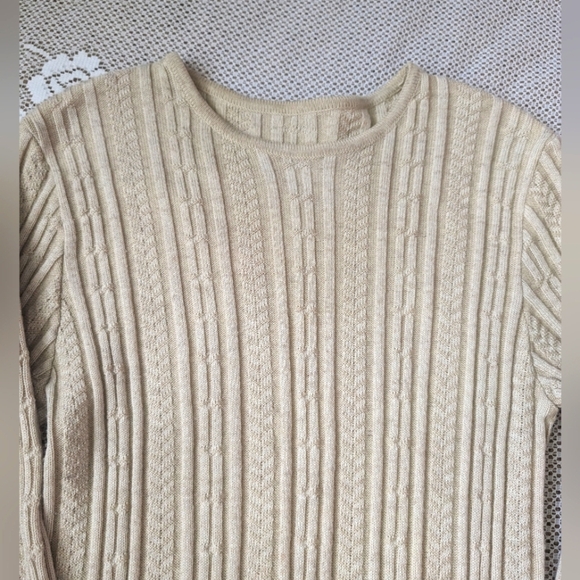 Vintage Ivory Knit Cream Textured Sweater Dress - Picture 3 of 3